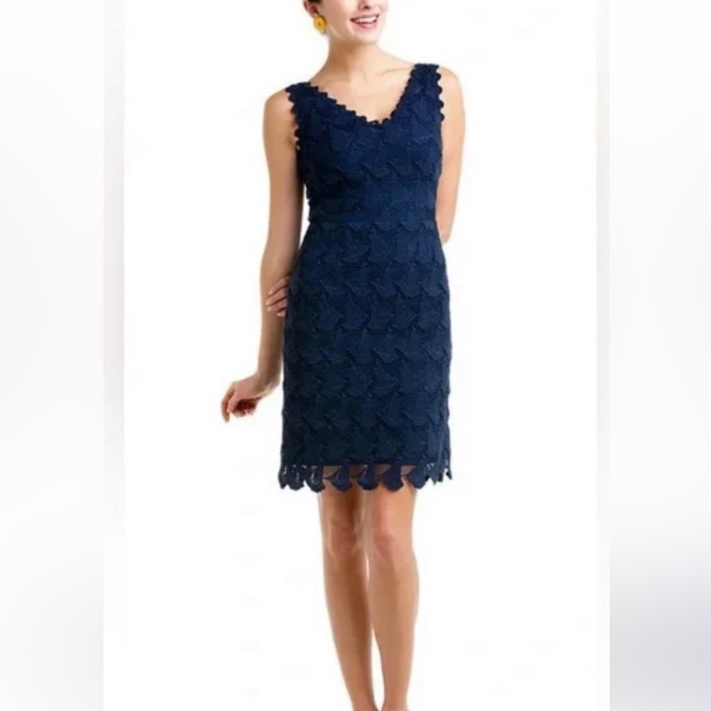 Lilly Pulitzer Reeve Lace Dress Navy Blue Cocktail 100% Cotton Nwt